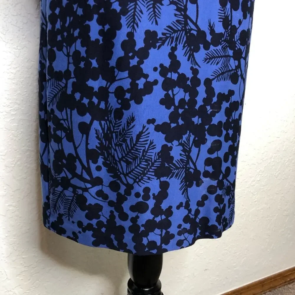 Boden blue navy blue floral leaf print sheath dress size 6R